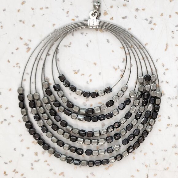 BFD - Large Beaded Drop Hoop Earrings - Picture 3 of 5